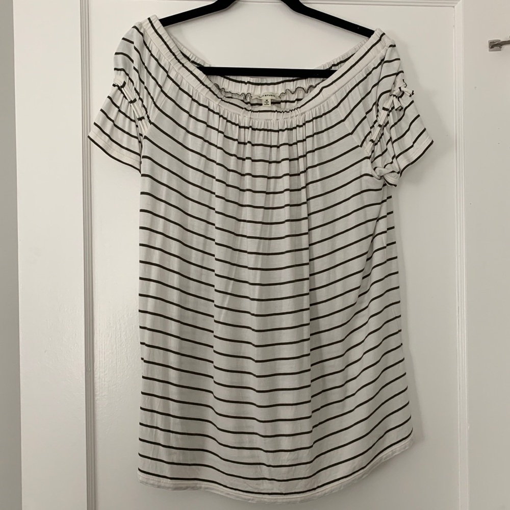 Max Studio Striped off shoulder too